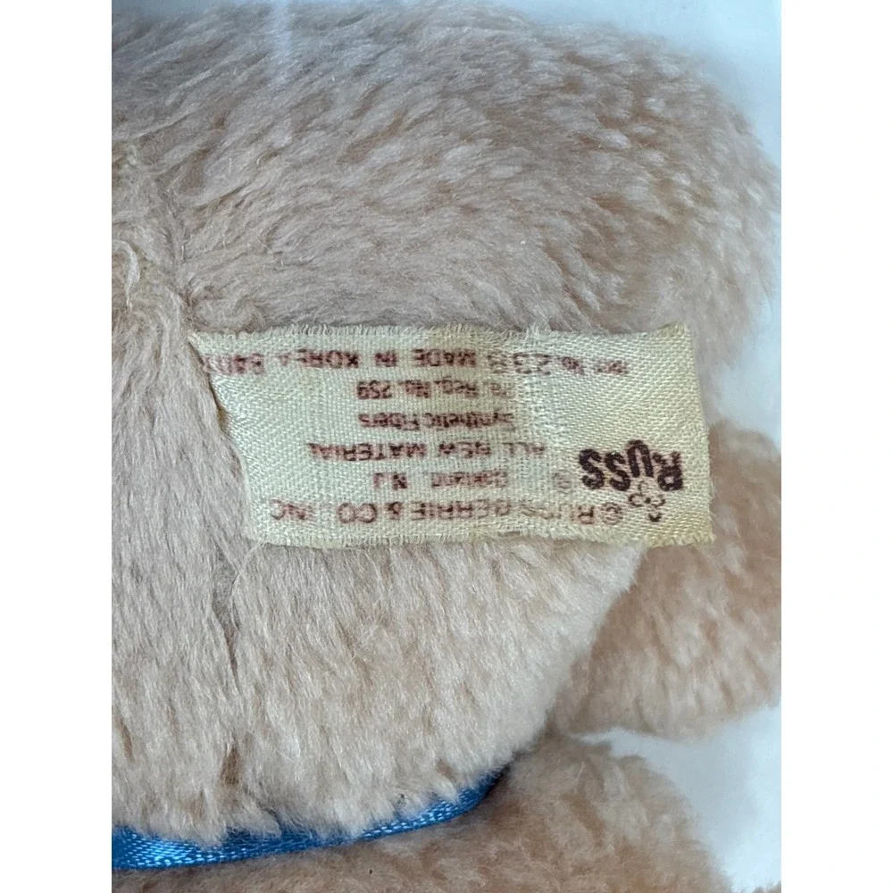 Vintage Russ Berrie Mini Teddy Bear Trio: Tuff Teddy, Peach, Gray (1980s-90s)